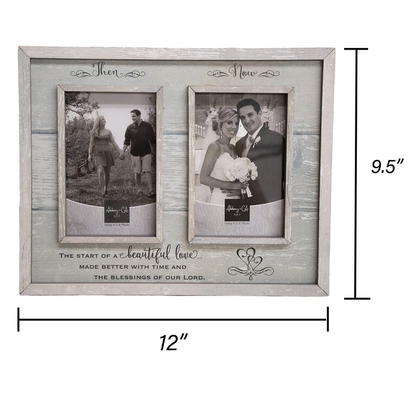 Abbey + CA Gift Then & Now Anniversary Photo Frame, Wedding, Engagement, & Vow Renewal Couples Gift, Wooden Picture Frames With Sentimental Quote, 12-Inch x 9.5-Inch, Rustic Woodgrain, by Abbey & CA Gift - Image 4
